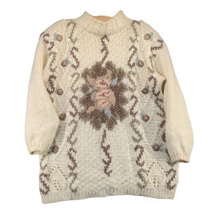 Shenanigans Women's Knitted by Hand Sweater White Medium Long Sleeve Chunky Knit